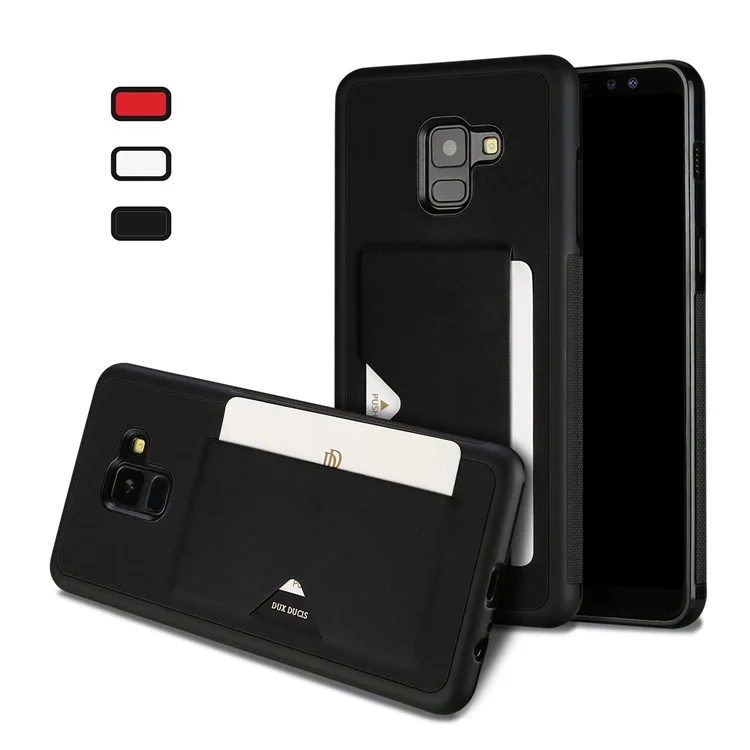 DUX DUCIS Pocard Series Card Pocket PU Leather Coated TPU Case for Samsung Galaxy A8+ (2018) - Black