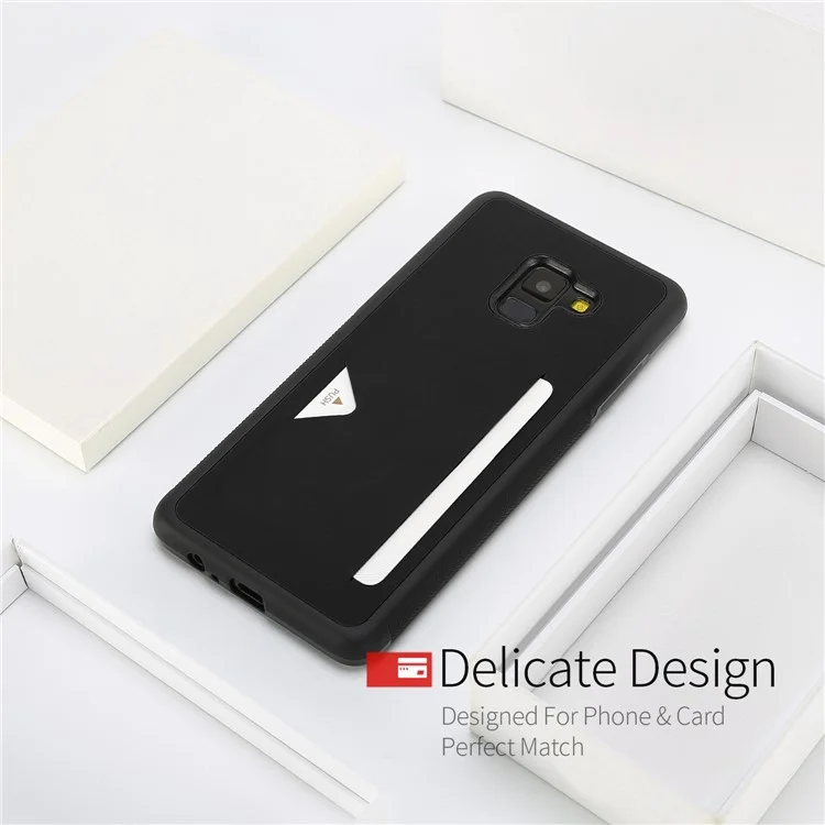 DUX DUCIS Pocard Series Card Pocket PU Leather Coated TPU Case for Samsung Galaxy A8+ (2018) - Black