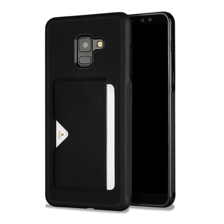 DUX DUCIS Pocard Series Card Pocket PU Leather Coated TPU Case for Samsung Galaxy A8+ (2018) - Black