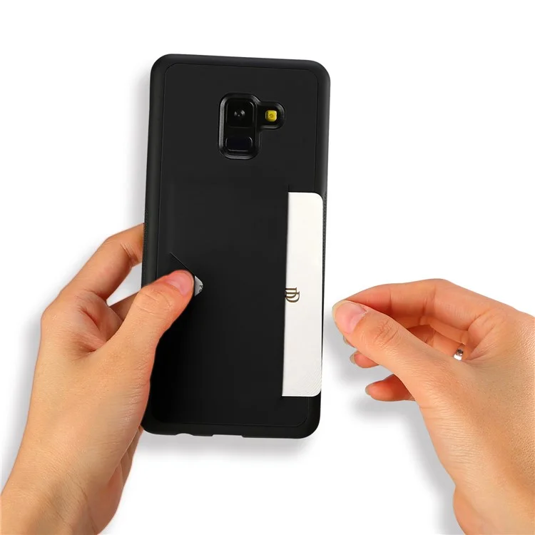 DUX DUCIS Pocard Series Card Pocket PU Leather Coated TPU Case for Samsung Galaxy A8+ (2018) - Black