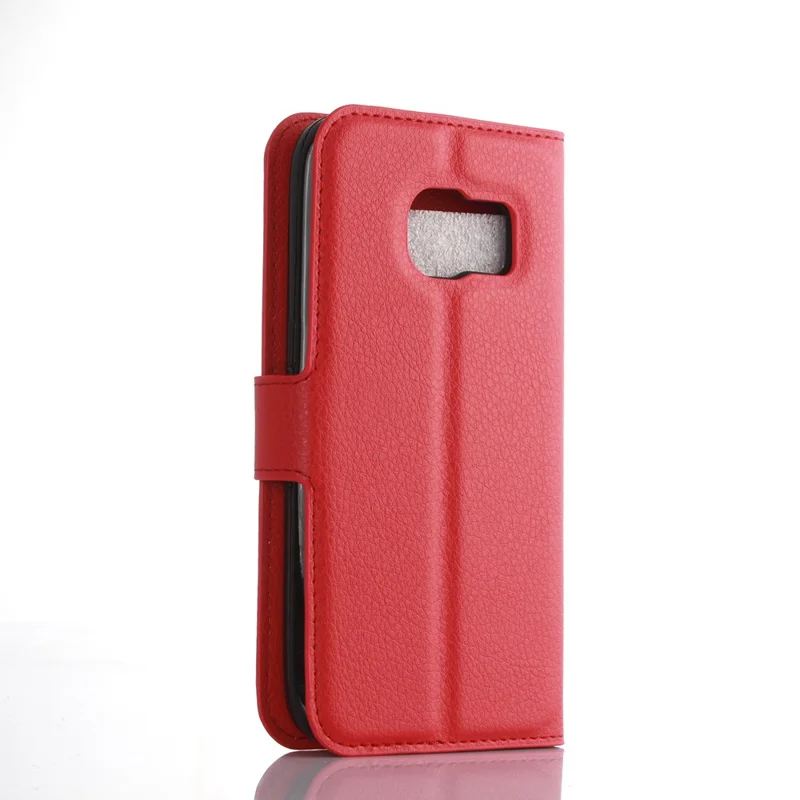 Litchi Skin Wallet Stand Leather Phone Cover for Samsung Galaxy S7 Edge Mobile Phone Accessories - Red