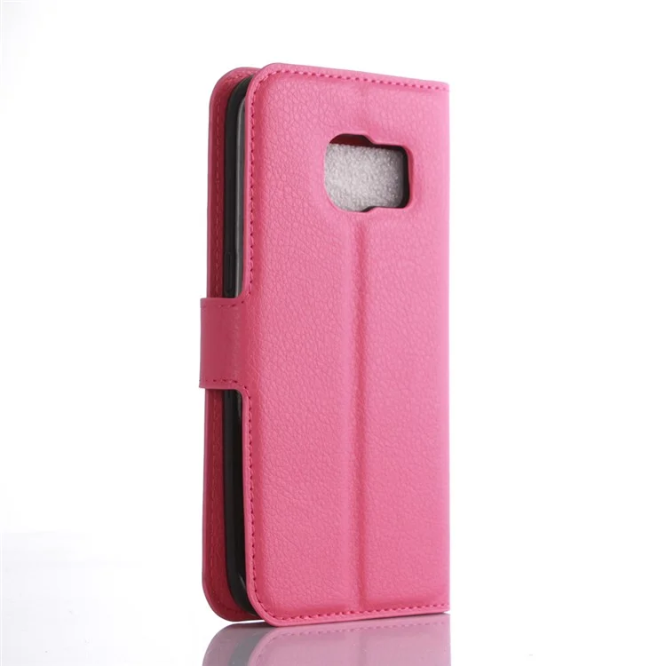 Litchi Skin Stand Stand Leather Phone Tampa Para Samsung Galaxy S7 Acessórios Para Celulares de Borda - Rosa