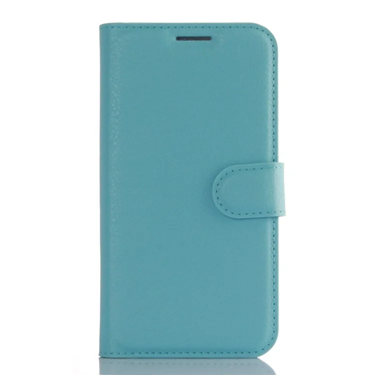 Litchi Skin Stand Stand Leather Phone Tampa Para Samsung Galaxy S7 Acessórios Para Celulares de Borda - Azul