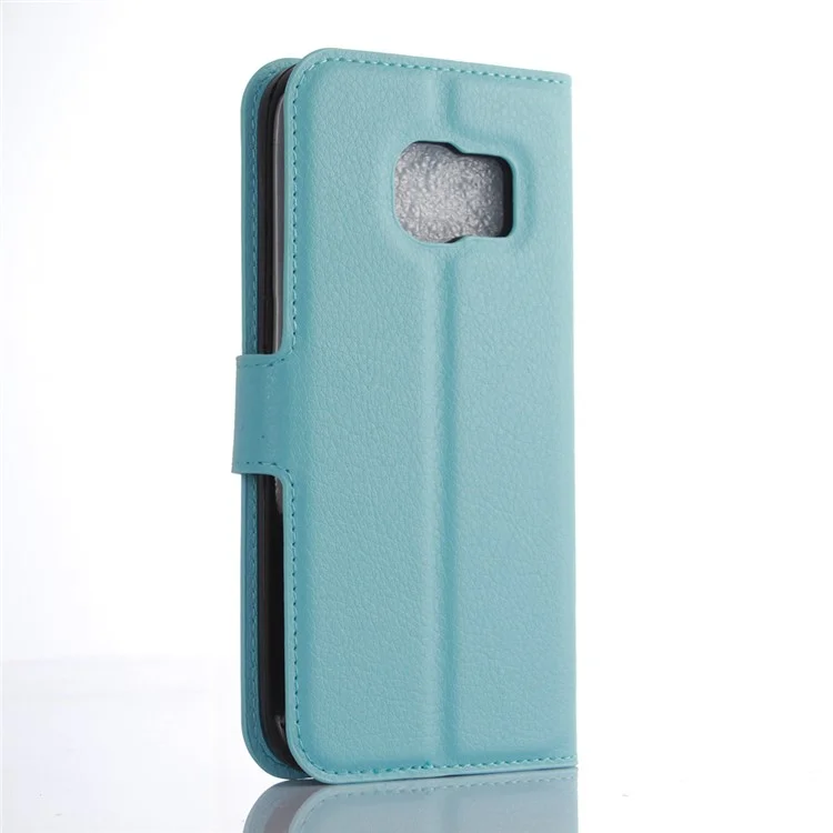 Litchi Skin Wallet Stand Telephone Cover Pour Samsung Galaxy S7 Edge Mobile Phone Accessoires - Bleu