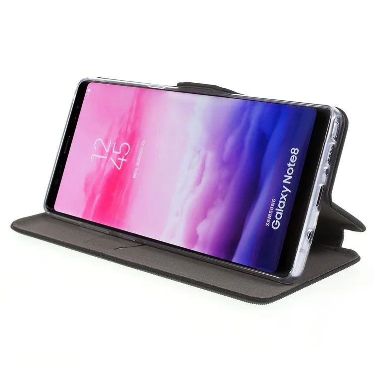 Cloth Texture Stand Leather Case with Card Slot for Samsung Galaxy Note 8 N950 - Black