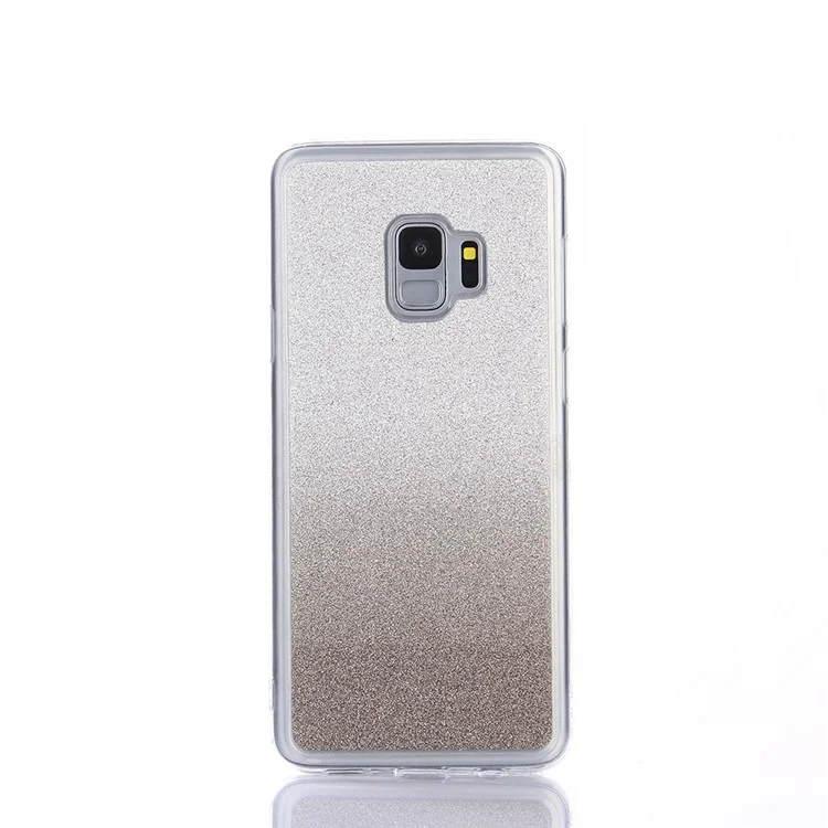 Gradient Glitter Powder TPU Cover Case for Samsung Galaxy S9 SM-G960 - Grey