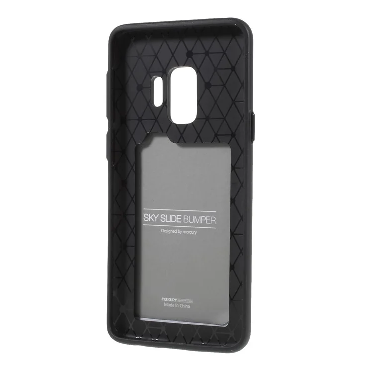MERCURY GOOSPERY Sky Slide Card Holder PC TPU Case for Samsung Galaxy S9 SM-G960 - Black