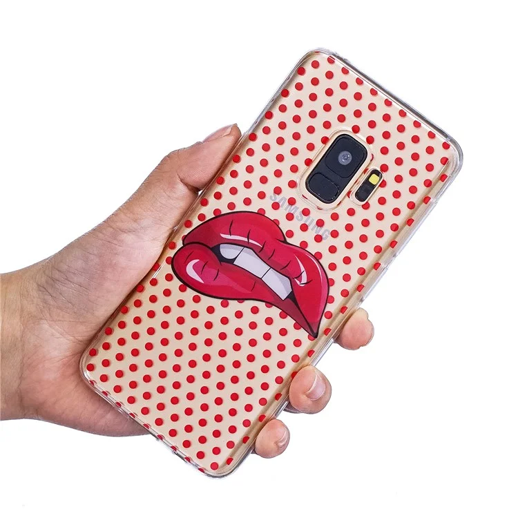 Pattern Printing IMD TPU Case for Samsung Galaxy S9 SM-G960 - Red Lip