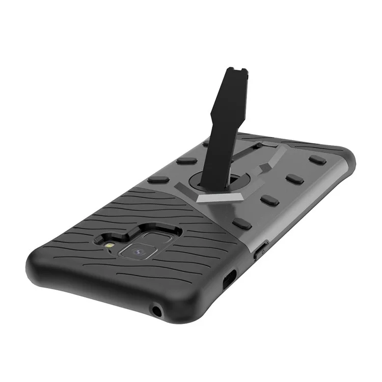 Armor PC + TPU Hybrid Case with Kickstand for Samsung Galaxy A8 (2018) - Grey