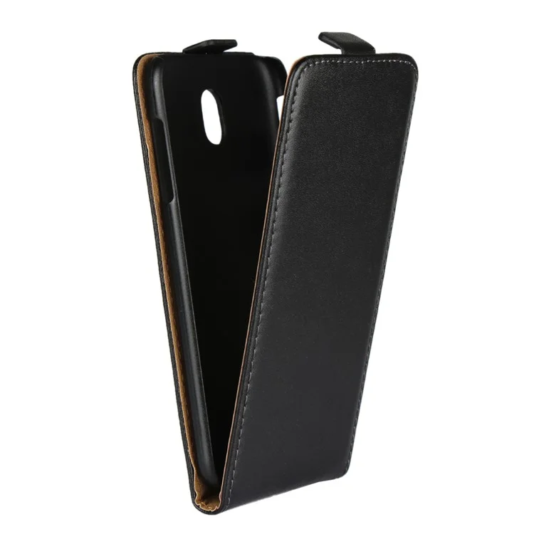 Split Leather Vertical Flip Cell Phone Case for Samsung Galaxy J3 (2017) EU Version / J3 Pro (2017) - Black