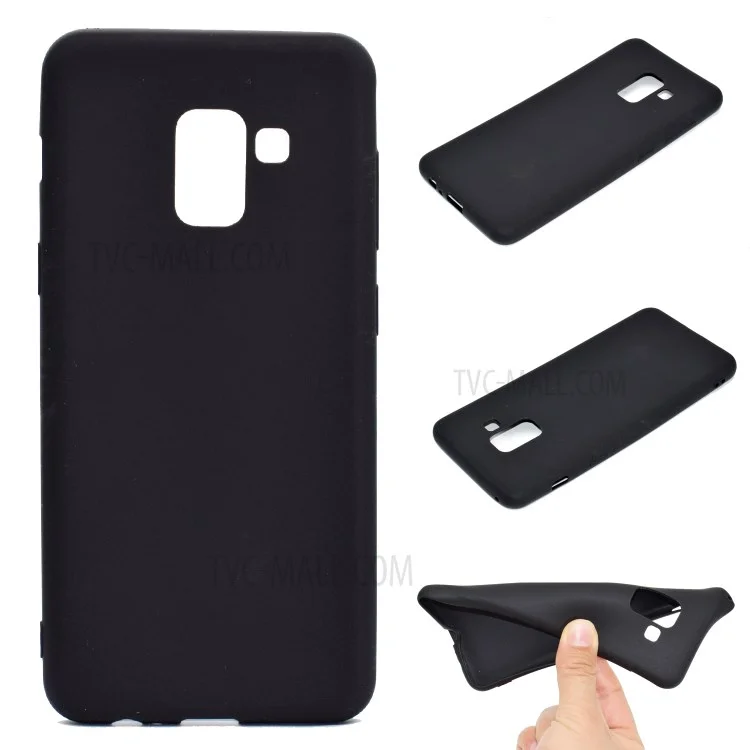 Solid Color Mattes Soft TPU -telefonfall Für Samsung Galaxy A8 (2018) - Schwarz