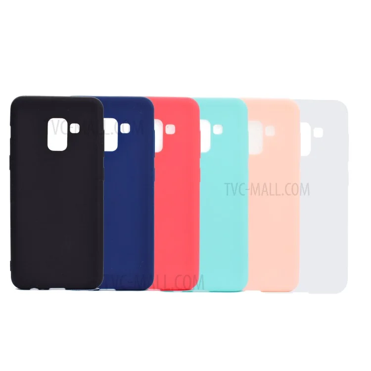 Solid Color Mattes Soft TPU -telefonfall Für Samsung Galaxy A8 (2018) - Schwarz