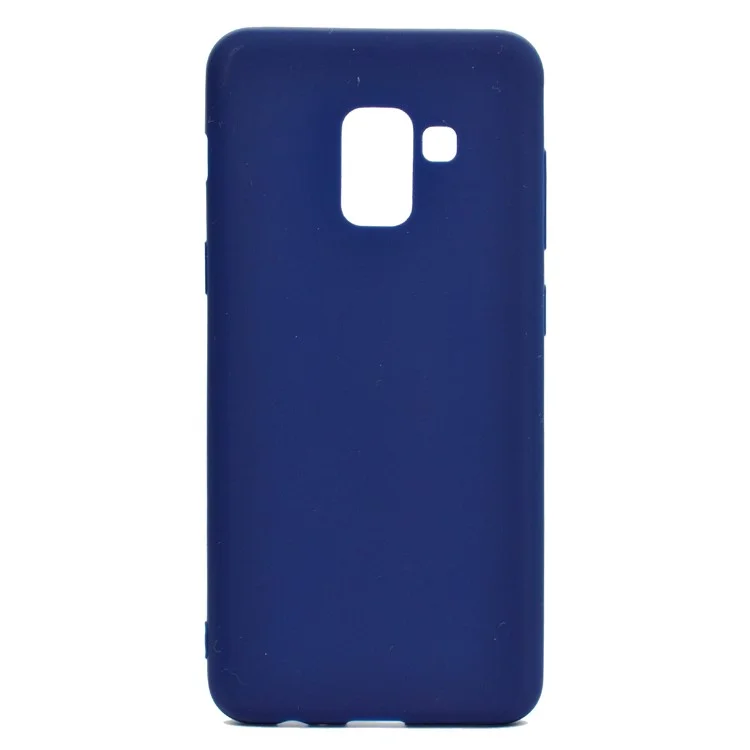 Feste Farbmatte Weiche TPU -mobile Case Für Samsung Galaxy A8 (2018) - Dunkelblau