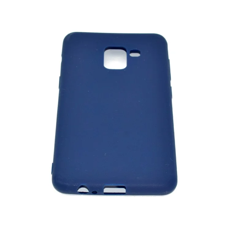 Boîtier Mobile TPU Moche Mate de Couleur Unie Pour Samsung Galaxy A8 (2018) - Bleu Foncé