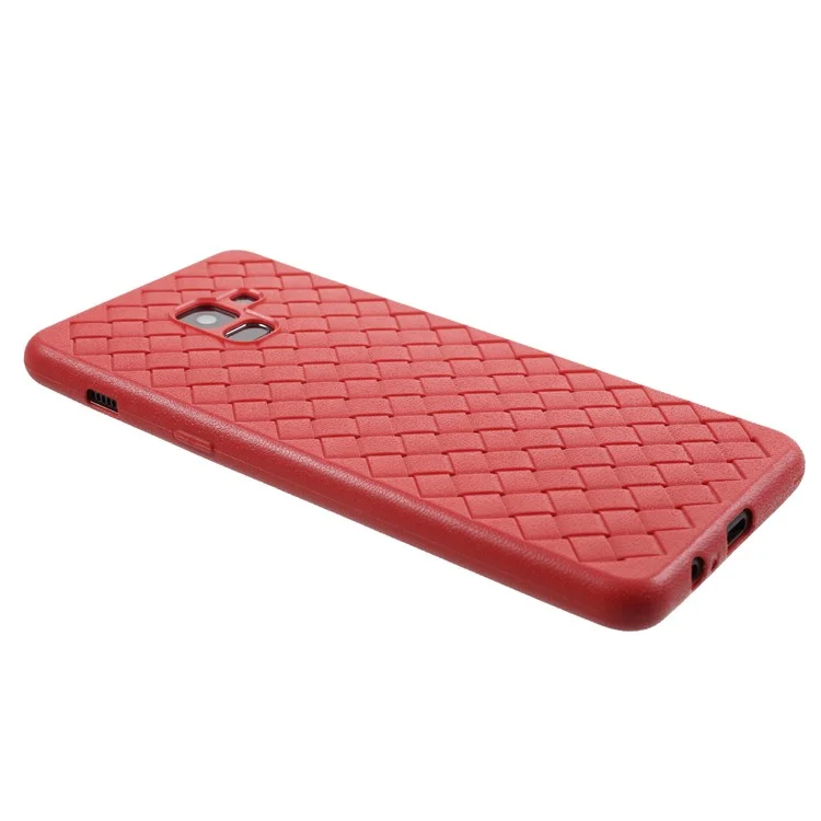 Woven Pattern TPU Ultra Thin Phone Back Cover for Samsung Galaxy A8 (2018) - Red