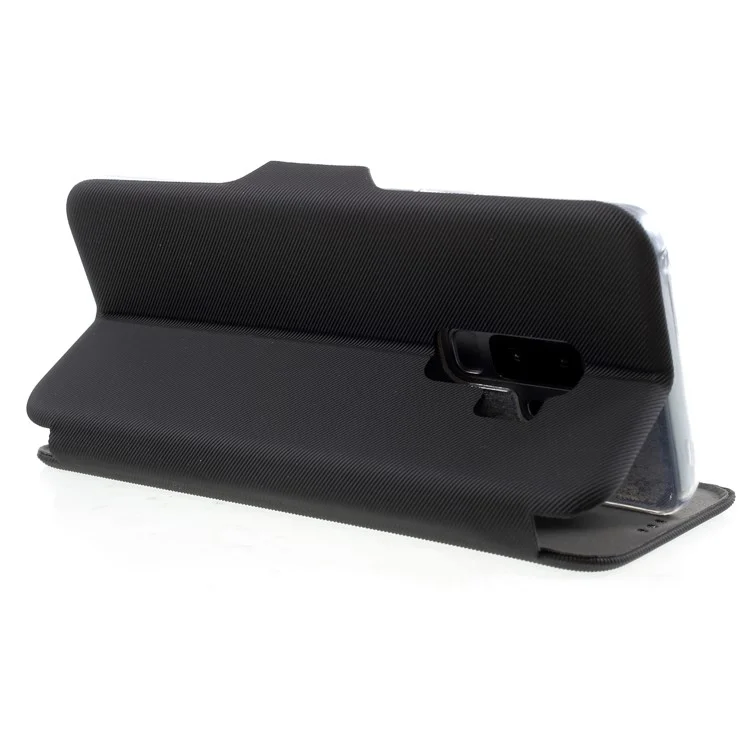 Shell Style Card Holder Stand Leather Case for Samsung Galaxy S9+ G965 - Black