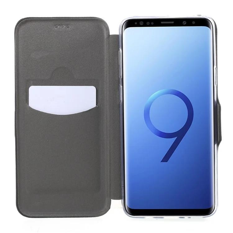 Shell Style Card Holder Stand Leather Case for Samsung Galaxy S9+ G965 - Black