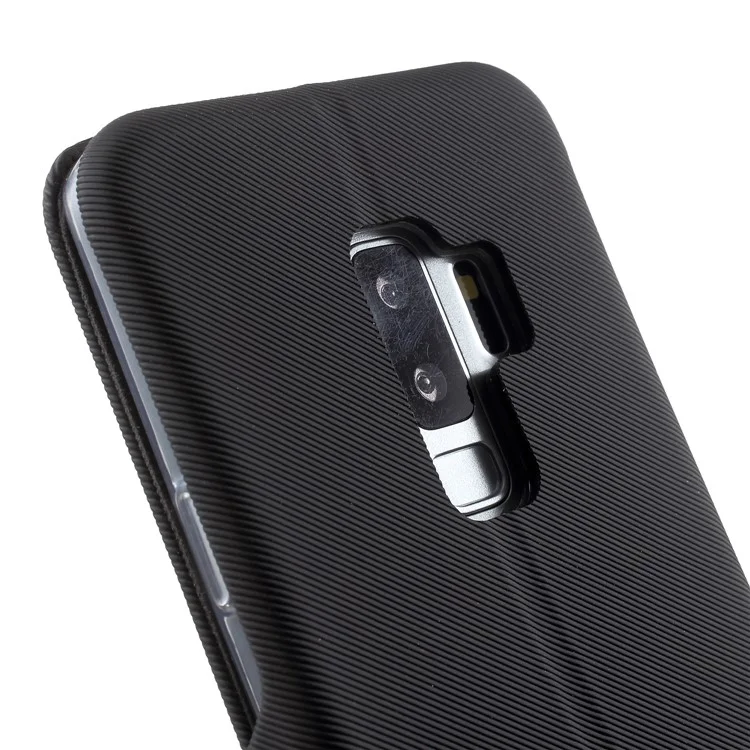 Shell Style Card Holder Stand Leather Case for Samsung Galaxy S9+ G965 - Black