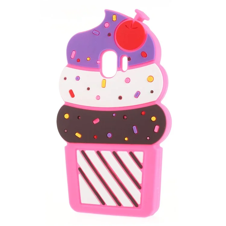 3D Cherry Ice Cream Silicone Back Cover for Samsung Galaxy J2 Pro 2018 - Rose