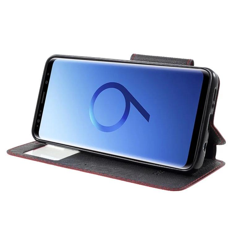 ROAR KOREA View Window Leather Stand Case for Samsung Galaxy S9 Plus SM-G965 - Red
