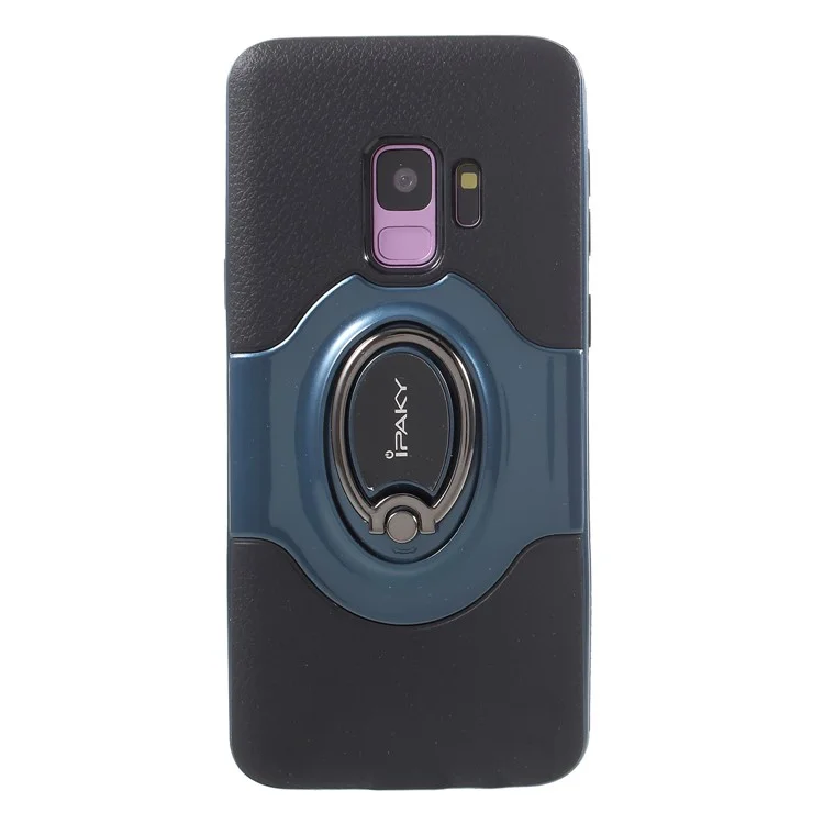 IPAKY PC + TPU Hybrid Case Shell with Ring Holder Stand for Samsung Galaxy S9 G960 - Blue