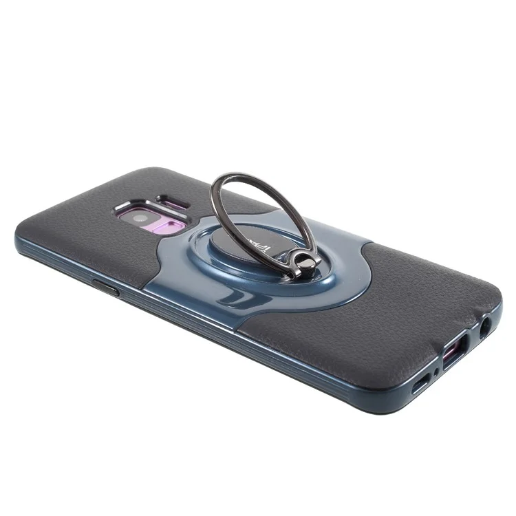 IPAKY PC + TPU Hybrid Case Shell with Ring Holder Stand for Samsung Galaxy S9 G960 - Blue