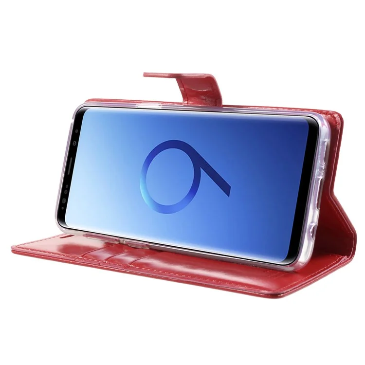 MERCURY GOOSPERY Blue Moon Stand Wallet Leather Case for Samsung Galaxy S9 SM-G960 - Red