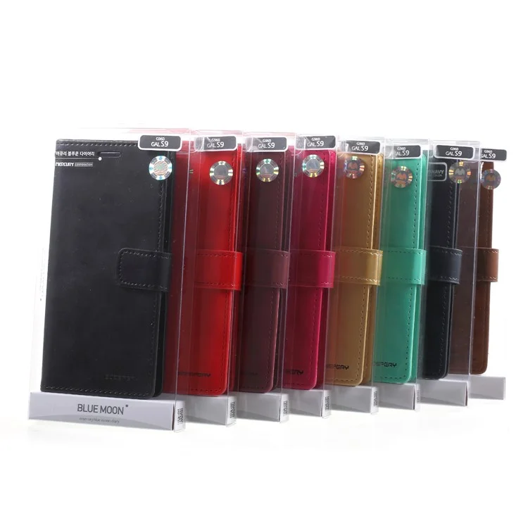 MERCURY GOOSPERY Blue Moon Stand Wallet Leather Case for Samsung Galaxy S9 SM-G960 - Red