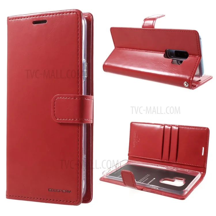 MERCURY GOOSPERY Blue Moon Stand Wallet Leather Case for Samsung Galaxy S9+ SM-G965 - Red