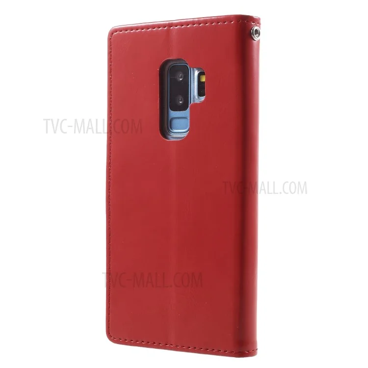 MERCURY GOOSPERY Blue Moon Stand Wallet Leather Case for Samsung Galaxy S9+ SM-G965 - Red