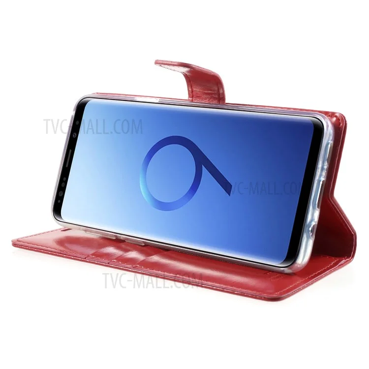 MERCURY GOOSPERY Blue Moon Stand Wallet Leather Case for Samsung Galaxy S9+ SM-G965 - Red