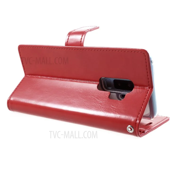 MERCURY GOOSPERY Blue Moon Stand Wallet Leather Case for Samsung Galaxy S9+ SM-G965 - Red