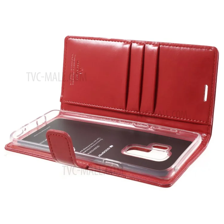 MERCURY GOOSPERY Blue Moon Stand Wallet Leather Case for Samsung Galaxy S9+ SM-G965 - Red