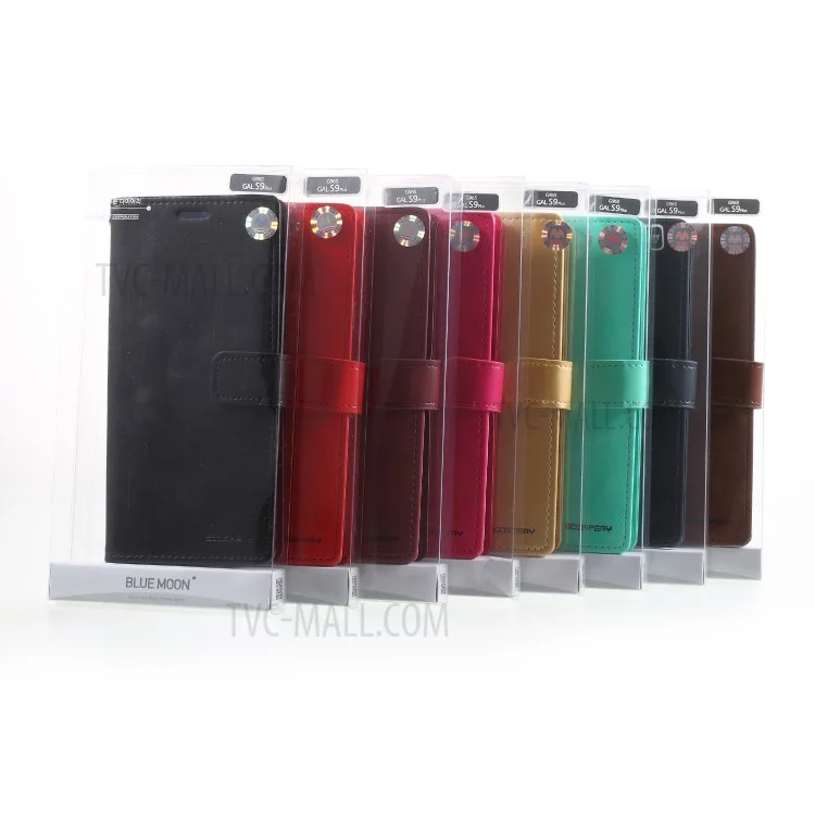 MERCURY GOOSPERY Blue Moon Stand Wallet Leather Case for Samsung Galaxy S9+ SM-G965 - Red