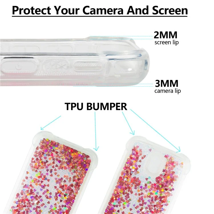 Dynamic Glitter Powder Sequins TPU Shockproof Case for Samsung Galaxy J5 Pro (2017) / J5 (2017) EU Version - Red