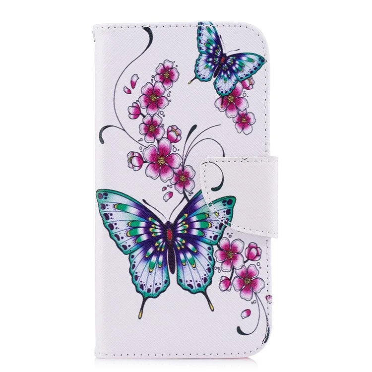 Pattern Printing Wallet Leather Cover with Stand for Samsung Galaxy J2 Pro 2018 - Butterflies and Flower
