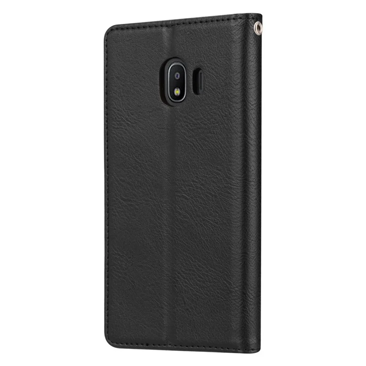 Auto-absorbed Leather Wallet Flip Case for Samsung Galaxy J2 Pro 2018 - Black