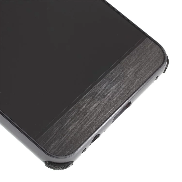Electroplated Metal Bumper + Brushed PC Back Panel Slide-on Case for Samsung Galaxy A8+ (2018) - Black