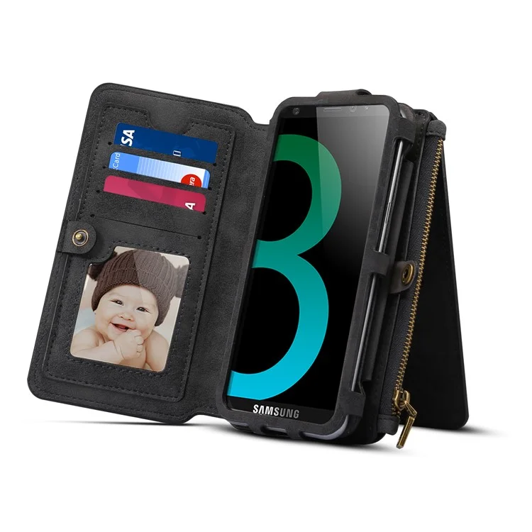 DIBASE Multifunctional Detachable 2-in-1 Leather Wallet Case for Samsung Galaxy S9 Plus SM-G965 - Black