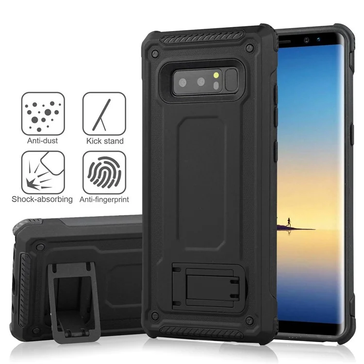 Plastic + TPU Hybrid Case with Kickstand for Samsung Galaxy Note 8 SM-N950 - Black
