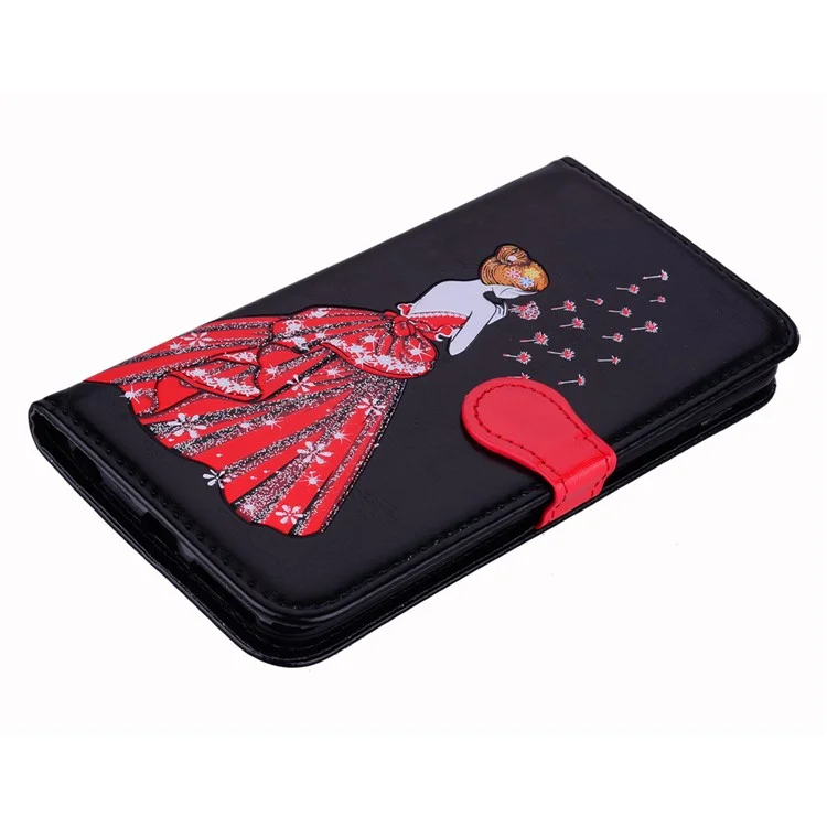 Flash Powder Pretty Girl's Back Leather Stand Wallet Case for Samsung Galaxy A8+ (2018) - Black