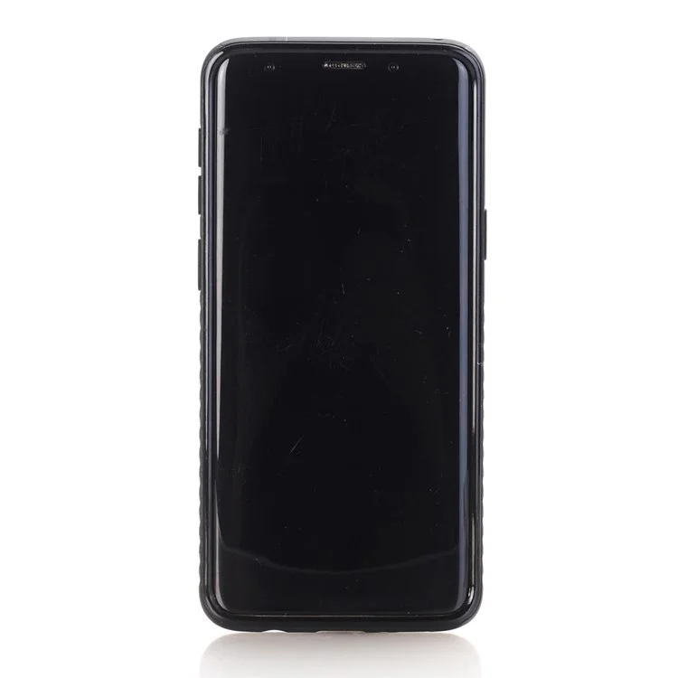 For Samsung Galaxy S9 G960 Crazy Horse Texture PU Leather Coated Plated TPU Phone Case - Black