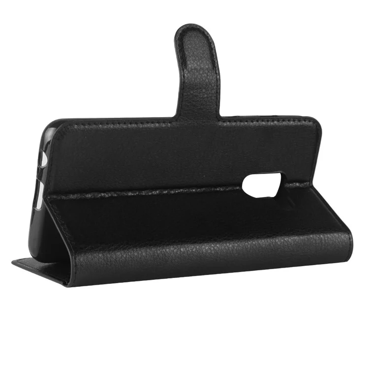 100Pcs/Set Litchi Grain Wallet Stand Leather Case for Samsung Galaxy A8 (2018) - Black