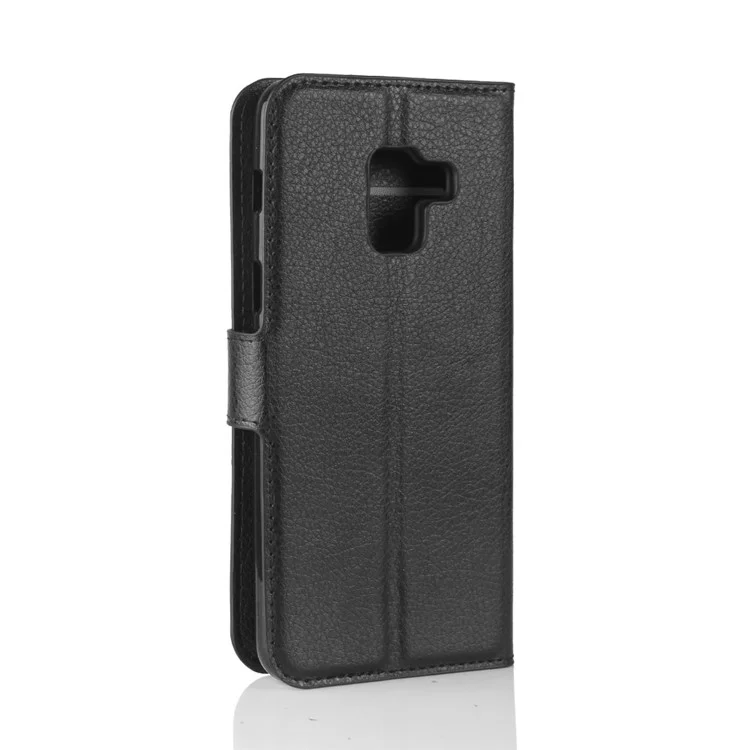 100Pcs/Set Litchi Grain Wallet Stand Leather Case for Samsung Galaxy A8 (2018) - Black