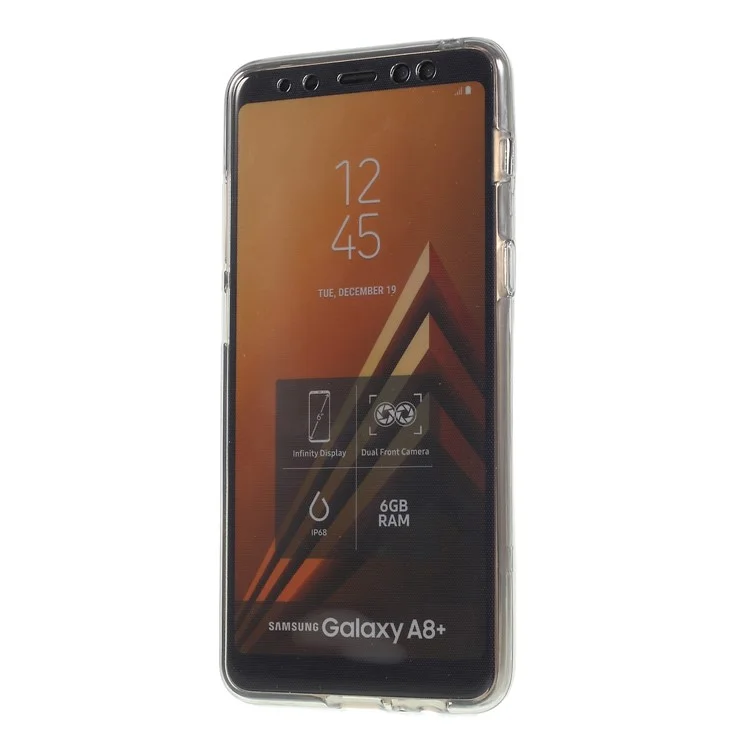 Two Pieces Front + Back TPU Case for Samsung Galaxy A8+ (2018) - Grey