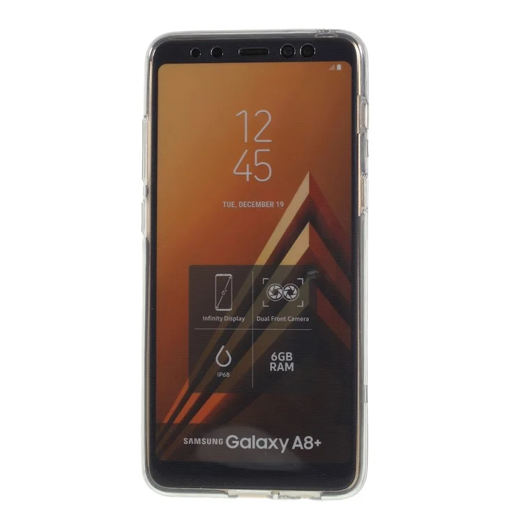 Two Pieces Front + Back TPU Case for Samsung Galaxy A8+ (2018) - Grey