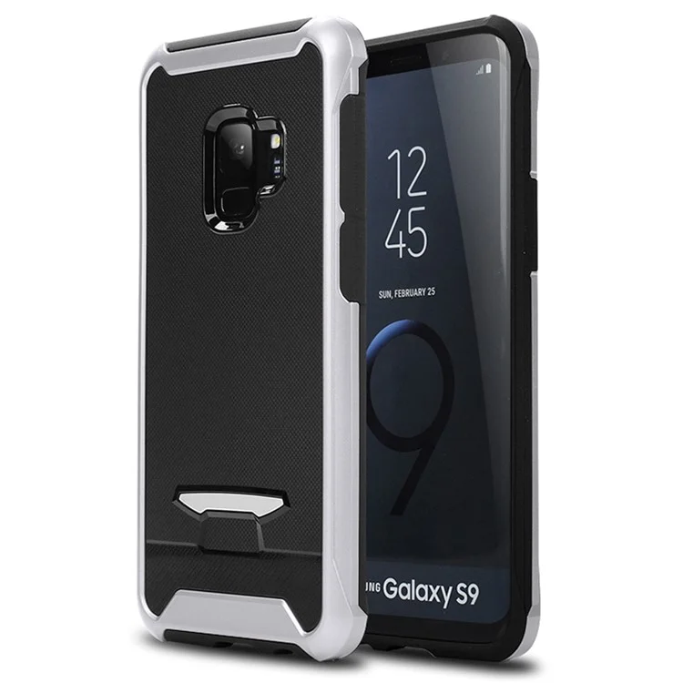 Granular Texture TPU + PC Hybrid Phone Cover for Samsung Galaxy S9 SM-G960 - Silver