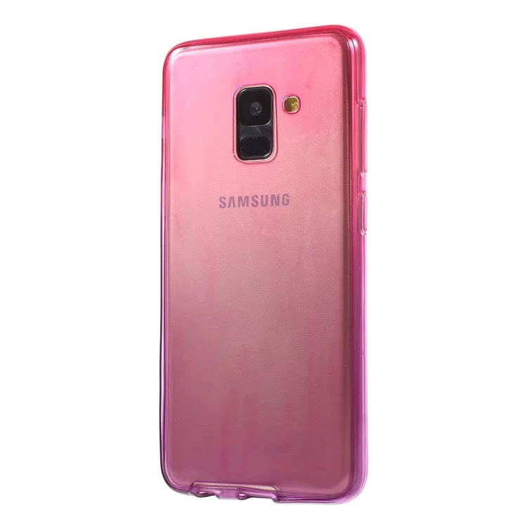 Gradient Color Touchable Front + Back 2-Piece TPU Case for Samsung Galaxy A8 (2018) - Rose / Purple