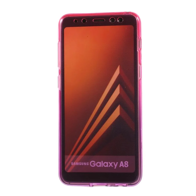 Gradient Color Touchable Front + Back 2-Piece TPU Case for Samsung Galaxy A8 (2018) - Rose / Purple