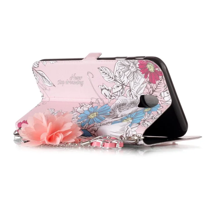 Flower Pattern Leather Stand Case for Samsung Galaxy J7 Pro (2017) / J7 (2017) EU Version - Style A